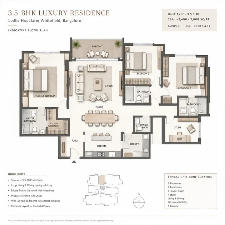 Lodha Hopefarm Whitefield 3.5 BHK floor plan layout Lodha Hopefarm Whitefield 3.5 BHK floor plan layout